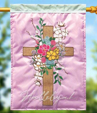 Hallelujah Cross Cotton House Flag