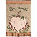 Give Thanks Pumpkin Burlap Garden Flag