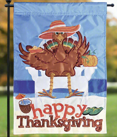 Beach Turkey Applique Garden Flag