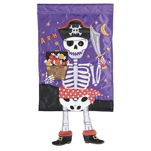 Crazy Leg Skeleton Pirate Garden Flag