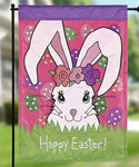 Happy Easter Bunny Applique Garden Flag