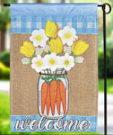 Welcome Tulips Burlap Garden Flag