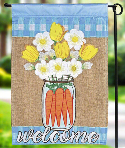 Welcome Tulips Burlap Garden Flag