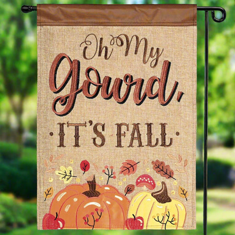 Oh My Gourd It's Fall Burlap Garden Flag