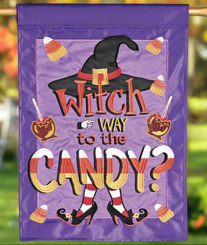 Witch Way to the Candy? Applique Garden Flag