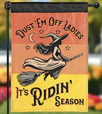 Riding Season Applique Garden Flag