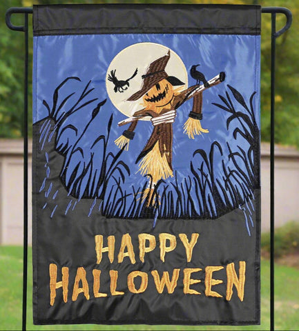 Cornfield Scarecrow Applique Garden Flag