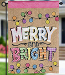 Merry Bright String Lights Burlap Garden Flag