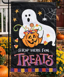 Stop HERE For Treats Applique Garden Flag