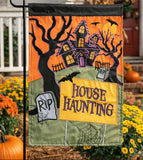 House Haunting Applique Garden Flag