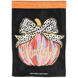 Painted Thankful Pumpkin Applique Garden Flag