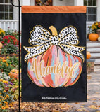 Painted Thankful Pumpkin Applique Garden Flag