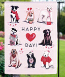 Dogs Happy Valentine's Day Garden Flag