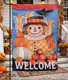 Welcome Scarecrow Polyest Garden Flag