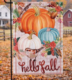 Hello Fall Pumpkins Polyest Garden Flag