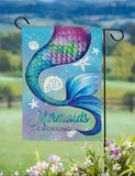 Mermaid Crossing Moire Garden Flag
