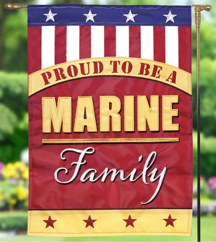 Proud Marine Family Applique Garden Flag