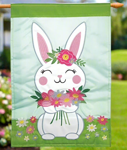 Easter Bunny Floral House Flag