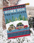 Home for the Holidays Woody House Flag