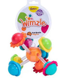 Colorful baby toy with 'Wimzle' branding on a white background