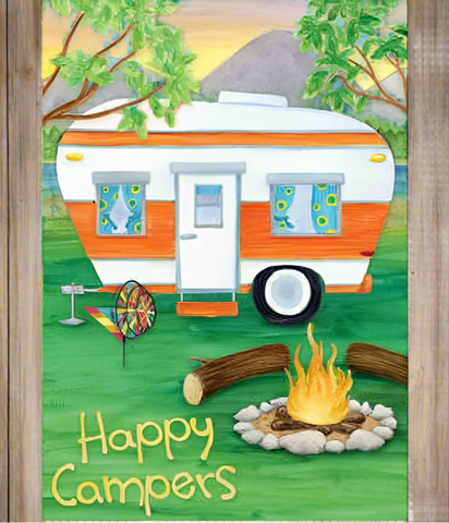 Happy Campers Suede House Flag