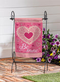 Laced Heart Be Mine Suede Garden Flag