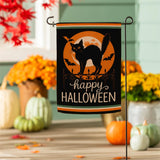 Moonlit Black Cat Suede Garden Flag