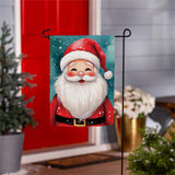 Rosey Cheeked Santa Suede Garden Flag