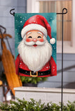 Rosey Cheeked Santa Suede Garden Flag