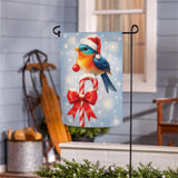 Candy Cane Bird Suede Garden Flag