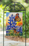Bluebonnet & Butterfly Suede Garden Flag