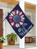 Patriotic Vibrant Sunflower Suede House Flag
