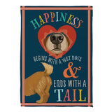 Happiness Begins With a Dog Suede Garden Flag