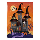 Haunted House Night Suede Garden Flag