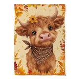 Frankie The Fall Highland Cow Suede Garden Flag