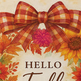 Hello Fall Wreath Suede Garden Flag