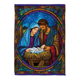 Stained Glass Holy Night Suede Garden Flag