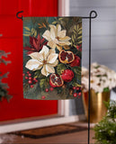 Magnolia Pomegranate Suede Garden Flag