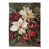 Magnolia Pomegranate Suede Garden Flag