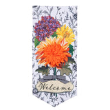 Fall Floral Toile Everlasting Applique  Garden Flag