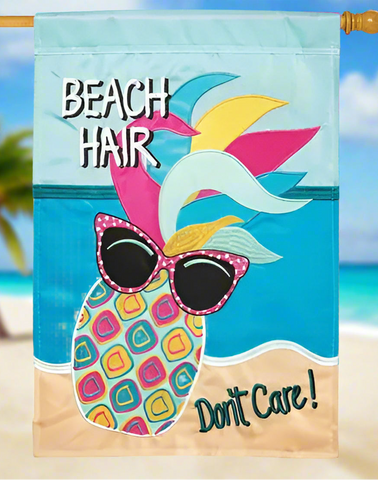Beach Hair, Don't Care Applique House Flag