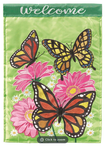 Butterflies And Flowers Applique Garden Flag