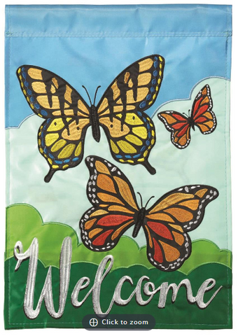 Butterflies Welcome Applique Garden Flag