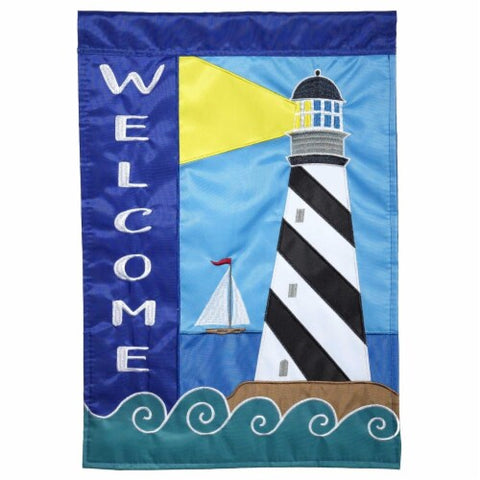 "Welcome Lighthouse" Applique Garden Flag