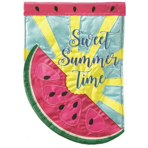 Summer Watermelon Applique Garden Flag