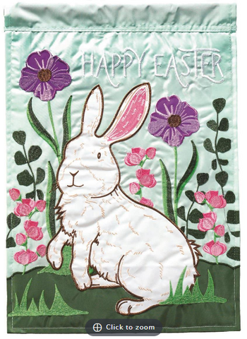 Rabbit Happy Easter Applique Garden Flag