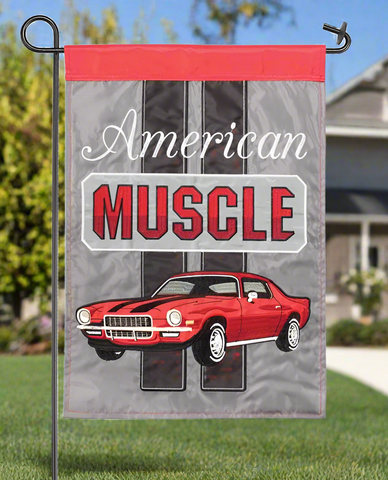 American Muscle Car Red Garden Flag