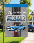 American Muscle Car Blue Garden Flag