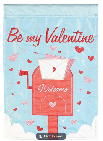 Be My Valentine Mail Applique Garden Flag