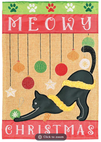 Cat Meowy Christmas Poly Garden Flag